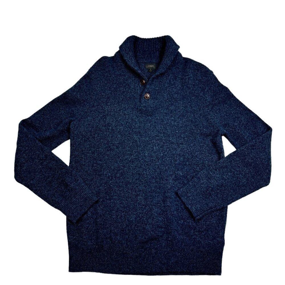 J. Crew 100% Lamb Wool Pullover Shawl Collar Sweater With Buttons Men's Medium